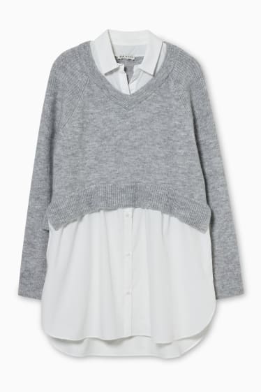 Women - Maternity jumper - 2-in-1 look - light gray-melange