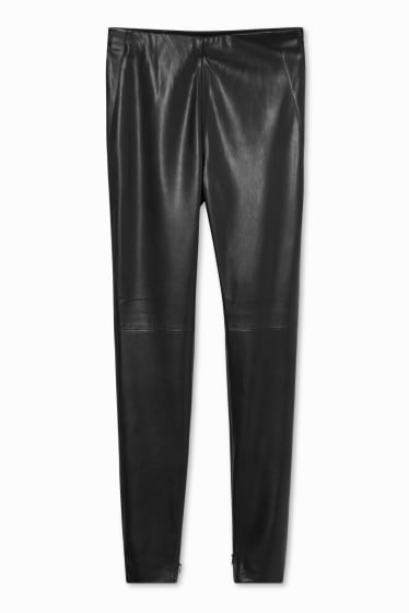 Dames - Broek - skinny fit - imitatieleer - zwart