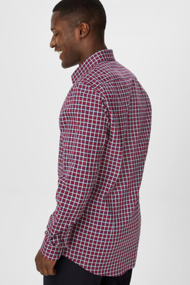 Heren - Businessoverhemd - slim fit - extra lange mouw - gemakkelijk te strijken - donkerrood