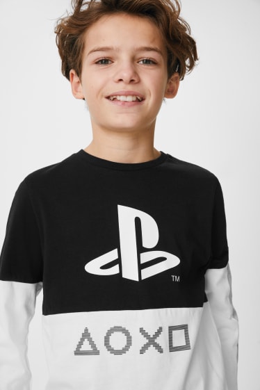 Dzieci - PlayStation - koszulka z długim rękawem - czarny / biały