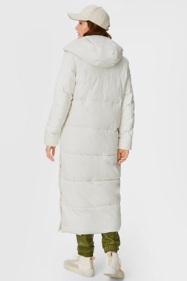 Femmes - Manteau matelassé à capuche - blanc