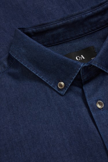 Herren - Businesshemd - Regular Fit - Button-down - jeans-dunkelblau