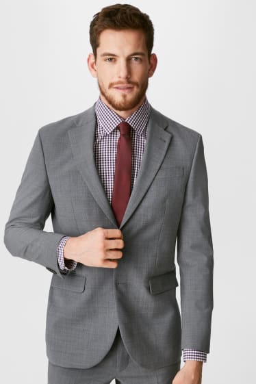 Hommes - Veste de costume - regular fit - Flex - laine vierge mélangée - gris chiné