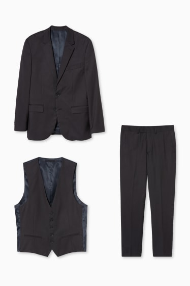 Hommes - Costume à veston - regular fit - stretch - 3 pièces - noir