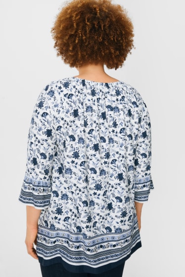 Women - Long sleeve top - floral - white