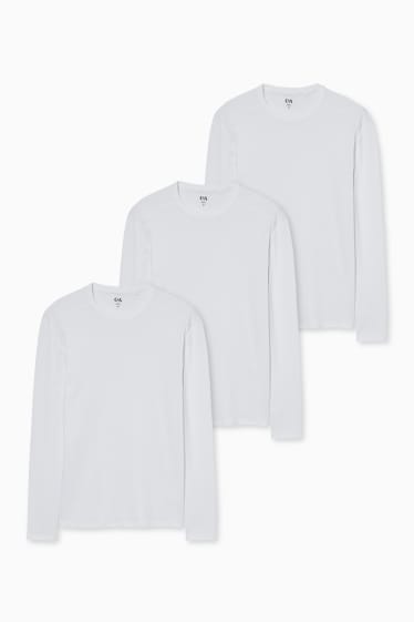 Hombre - Pack de 3 - camisetas de manga larga - blanco