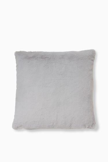 Women - Faux fur cushion - 45 x 45 cm - light gray