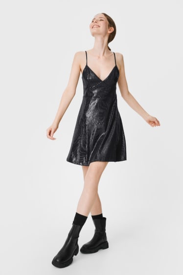 Donna - CLOCKHOUSE - vestito in paillettes - per le feste - nero