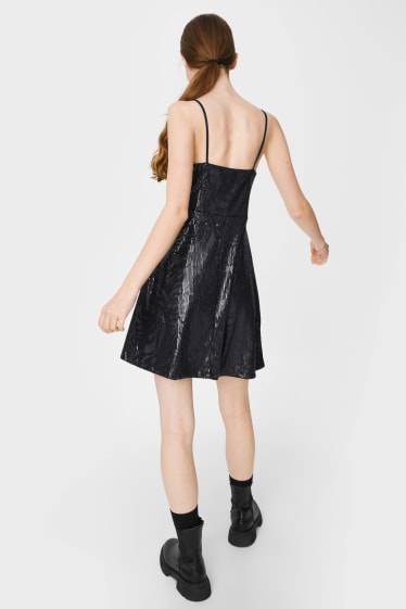 Nastolatki - CLOCKHOUSE - sukienka z cekinami - w uroczystym stylu - czarny