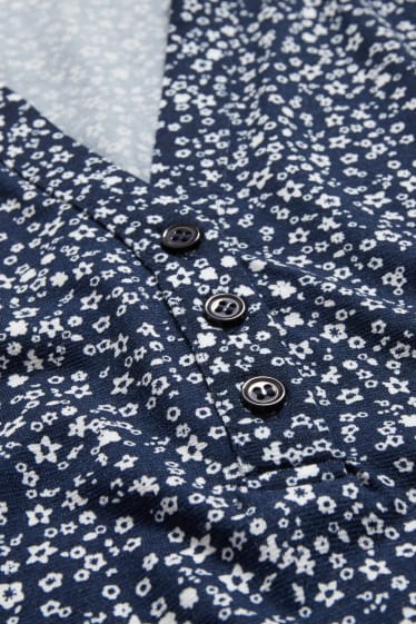 Women - Long sleeve top - floral - dark blue