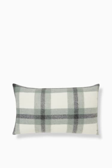 Women - Cushion - check - 50 x 30 cm - green / cremewhite