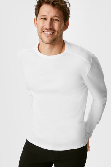 Pánské - Multipack 3 ks - tričko s dlouhým rukávem - bílá