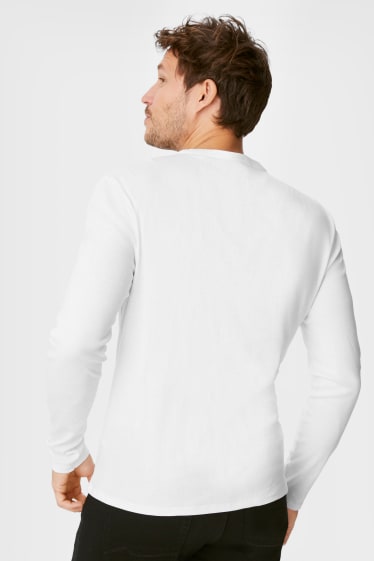 Mężczyźni - Wielopak, 3 pary - koszulka z długim rękawem - biały