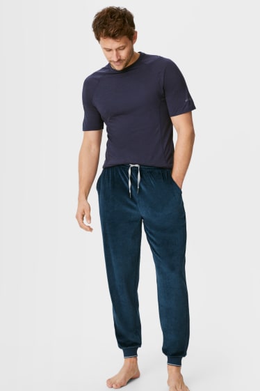 Uomo - Pantaloni pigiama - blu scuro-melange