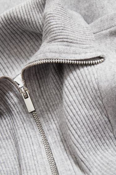 Women - Polo neck poncho - light gray-melange