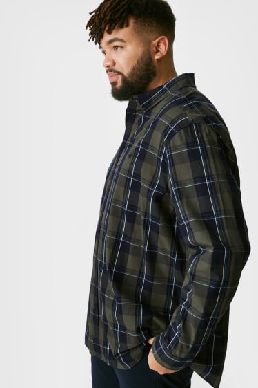 Heren - MUSTANG - overhemd - regular fit - button down - geruit - donkergroen / zwart