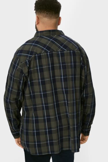 Hommes - MUSTANG - chemise - regular fit - col button down - à carreaux - vert foncé / noir