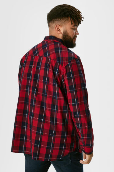 Men - MUSTANG - shirt - regular fit - button-down collar - check - red / dark blue