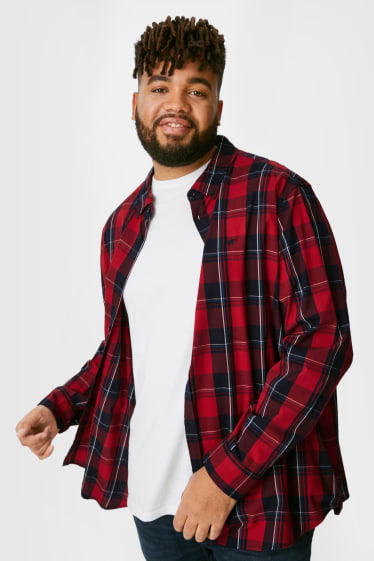 Men - MUSTANG - shirt - regular fit - button-down collar - check - red / dark blue