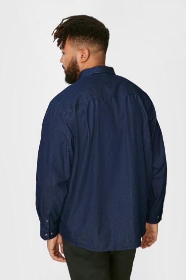 Men - Business shirt - regular fit - button-down collar - denim-dark blue