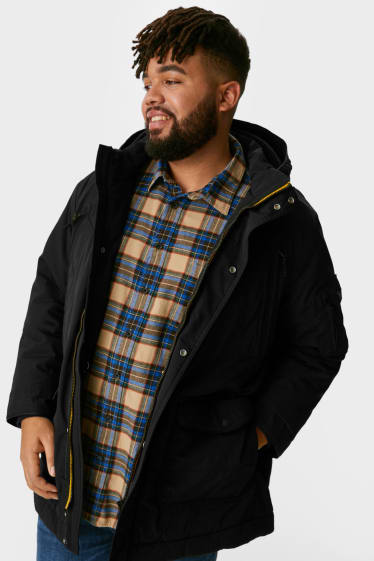 Men - Parka with hood - black