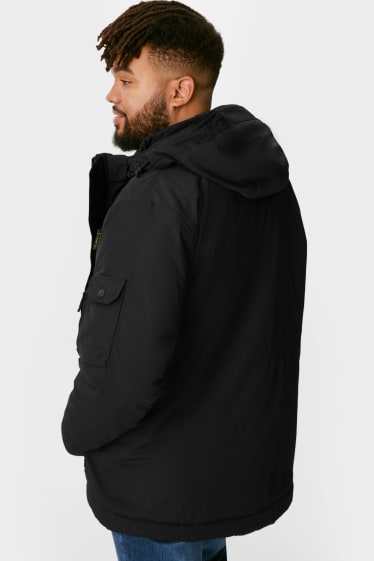 Men - Parka with hood - black