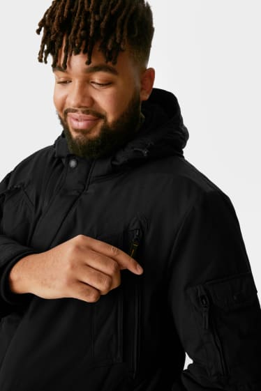 Men - Parka with hood - black
