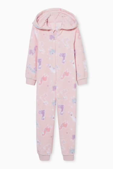 Bambine - Tuta di pile con cappuccio - rosa