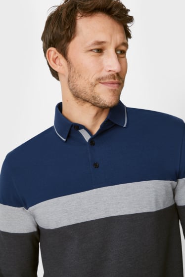 Herren - Poloshirt - dunkelblau / grau