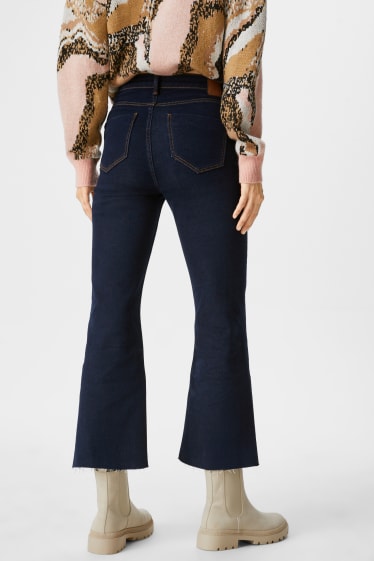 Dámské - Kick flare jeans - high rise - džíny - tmavomodré