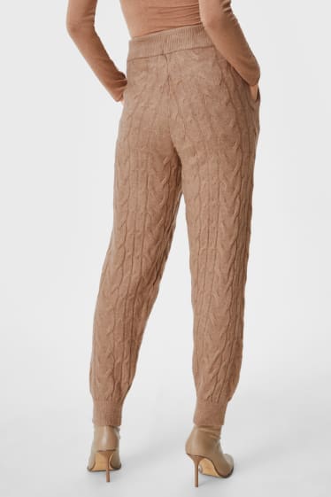 Femei - Pantaloni tricotați - tapered fit  - maro deschis