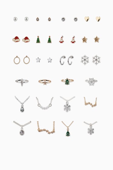Femei - SIX - calendar Advent cu bijuterii cu motive de Crăciun - multicolor - vișiniu