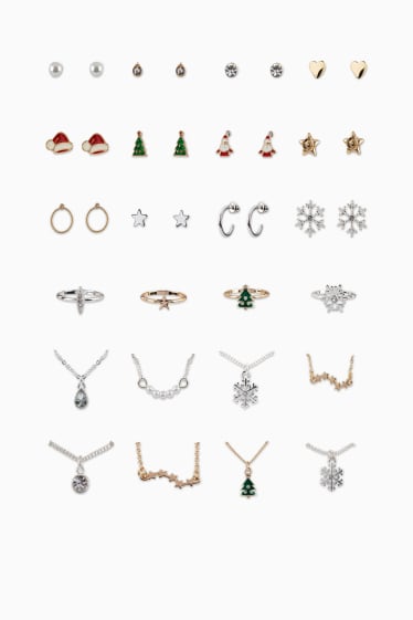 Femmes - SIX - Calendrier de l’Avent avec bijoux de Noël - multicolore - rouge foncé