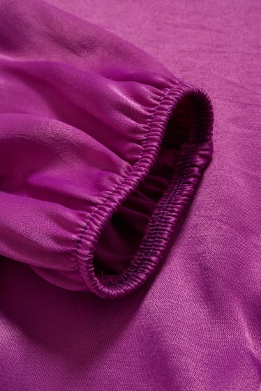 Dames - CLOCKHOUSE- satijnen blouse - paars