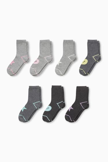 Dětské - Multipack 7 ks - ponožky - šedá-žíhaná