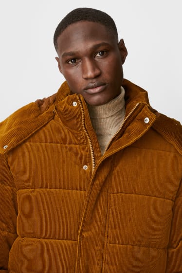 Men - Corduroy jacket with hood - brown