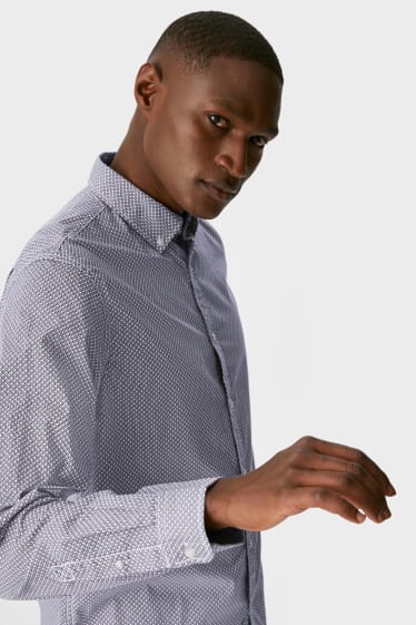 Men - Jumper and shirt - regular fit - button-down collar - dark red