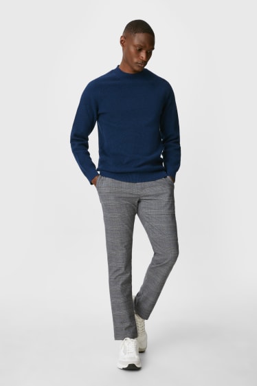 Uomo - Pantaloni chino - tapered fit - quadretti - grigio melange