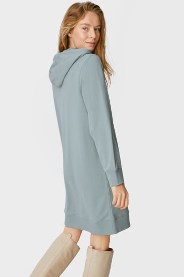 Mujer - Vestido de línea evasé con capucha - verde menta