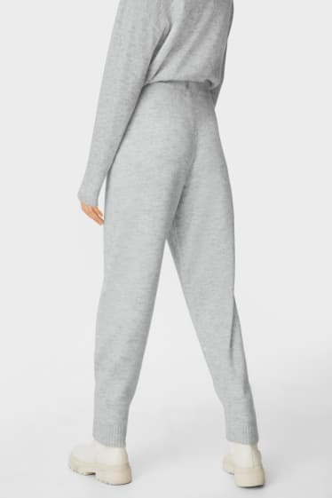 Women - Knitted trousers - light gray-melange