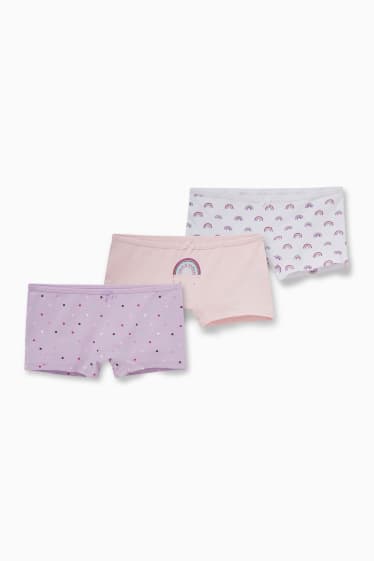 Kinderen: meisjes - Set van 3 - boxershorts - wit / roze