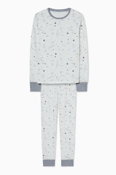Kinder - Pyjama - 2 teilig - Glanz-Effekt - weiß