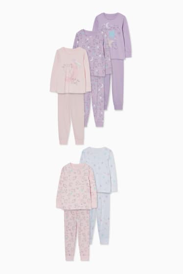 Kinder - Multipack 5er - Pyjama - 10 teilig - weiss / rosa