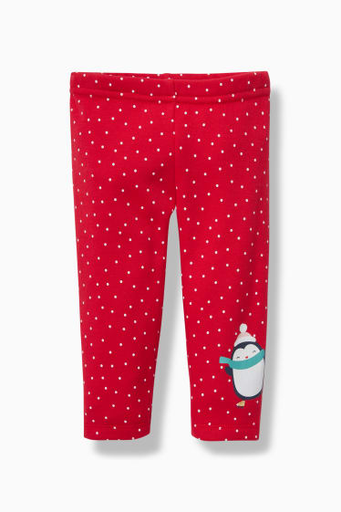 Bébés - Legging chaud pour bébé - à pois - rouge