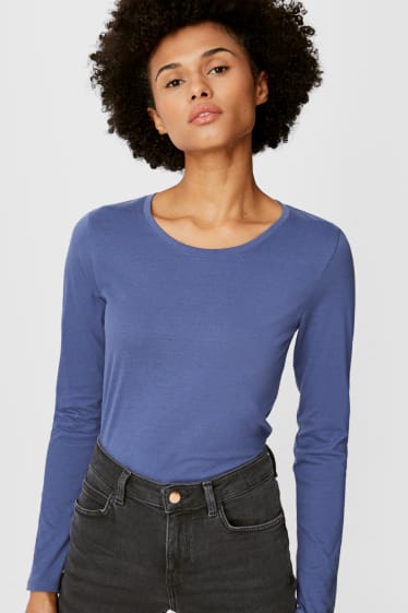 Femei - Multipack 2 buc. - tricou cu mânecă lungă Basic - gri / albastru închis