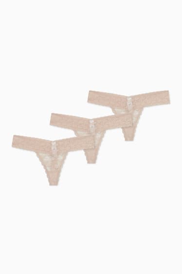 Women - Multipack of 3 - thong - beige