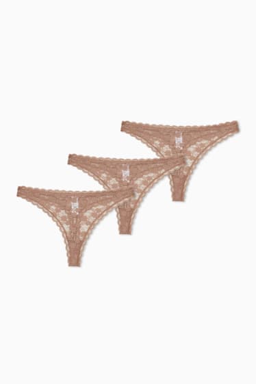 Women - Multipack of 3 - thong - light brown