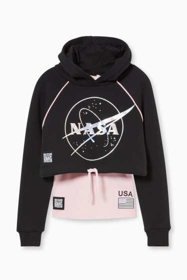 Niños - NASA - sudadera con capucha y top - motivo de realidad aumentada - negro