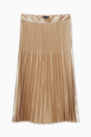 Women - Pleated skirt - shiny - gold