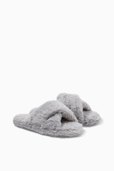 Children - Faux fur slippers - gray